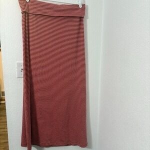 Carve Designs Pink Striped Maxi Skirt Foldable Thick Waistband Size Large